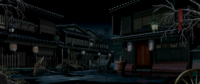 Houses at night from The Last Blade